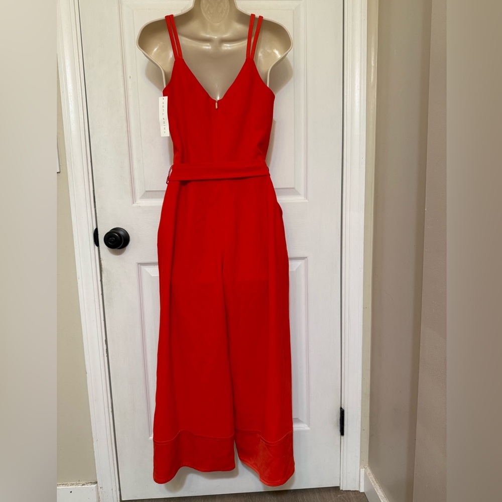 NWT Trina Turk Red Sleeveless Wide-Leg Jumpsuit Belted Size 2 - Picture 3 of 4